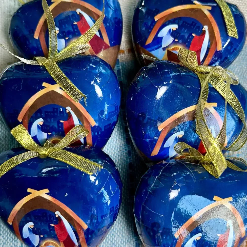 Set of 6 Heart-Shaped Nativity Ornaments – 3.5” Christmas Decor